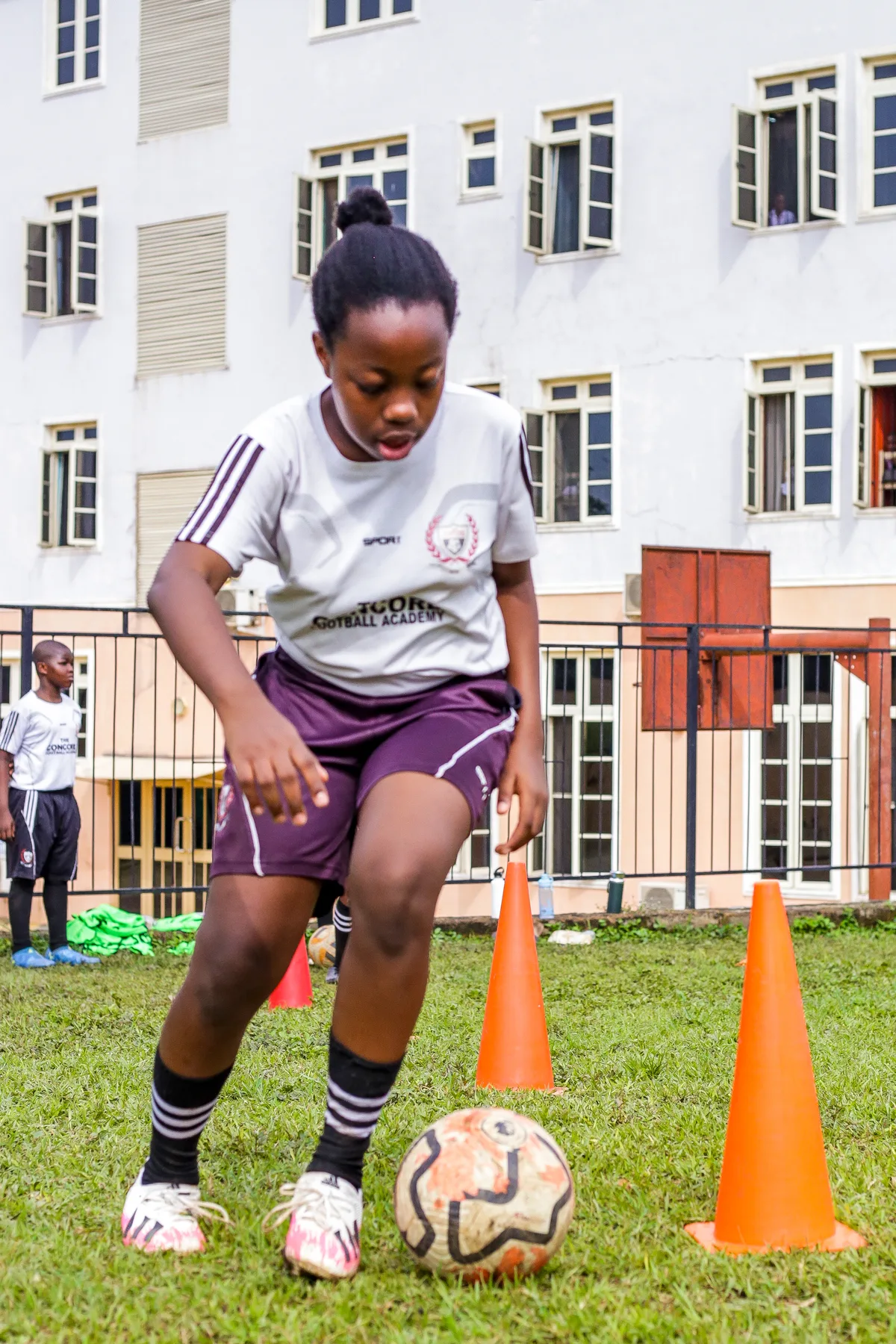 Academy player moving through a training drill